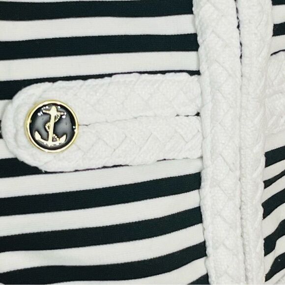 Katherine New York Blazer Black White Stripe Anchor Nautical Cord/Braid/Trim S - Picture 4 of 13